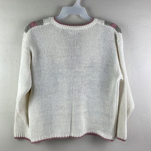 Vtg 1990 Hunters Run Pullover Sweater Women's Large pink cream tan - Picture 2 of 14